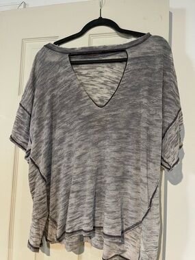 Women’s Gray Cutout V-Neck Top